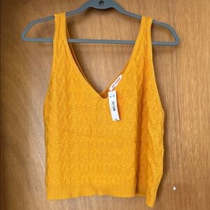 Joe Fresh Mustard Yellow Textured V-Neck Knit Tank